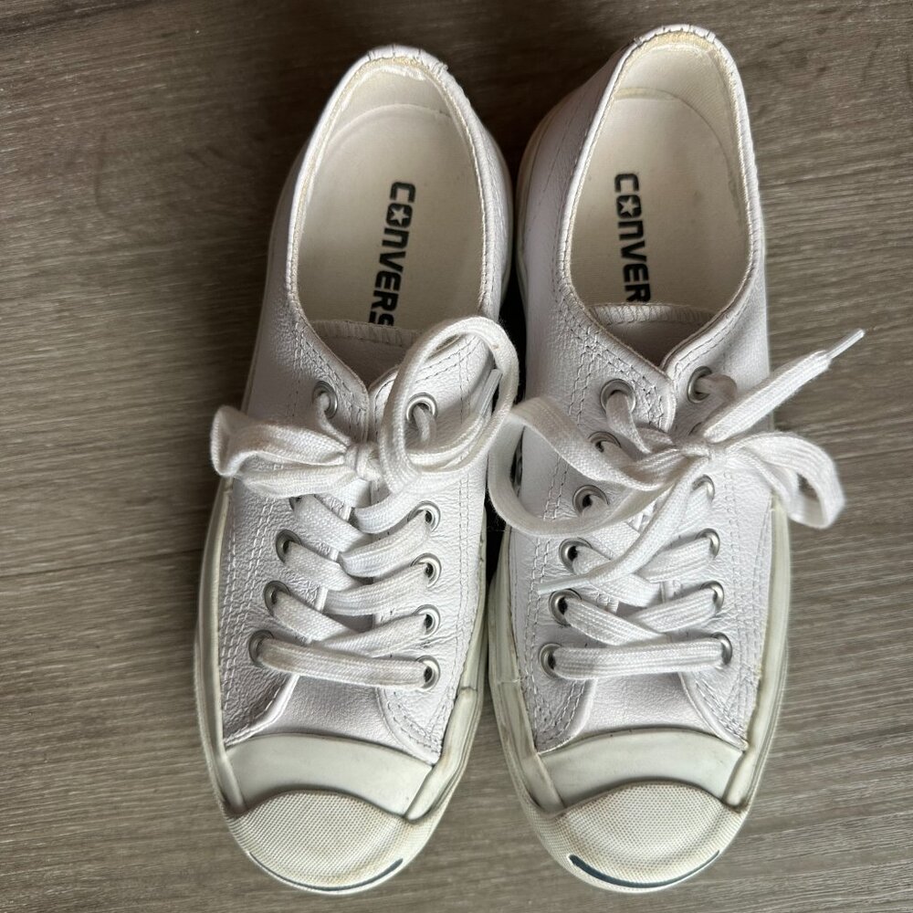 Converse Jack Purcell White leather sneakers EUC -  Womens 5.5 Mens Size 4 EU 36